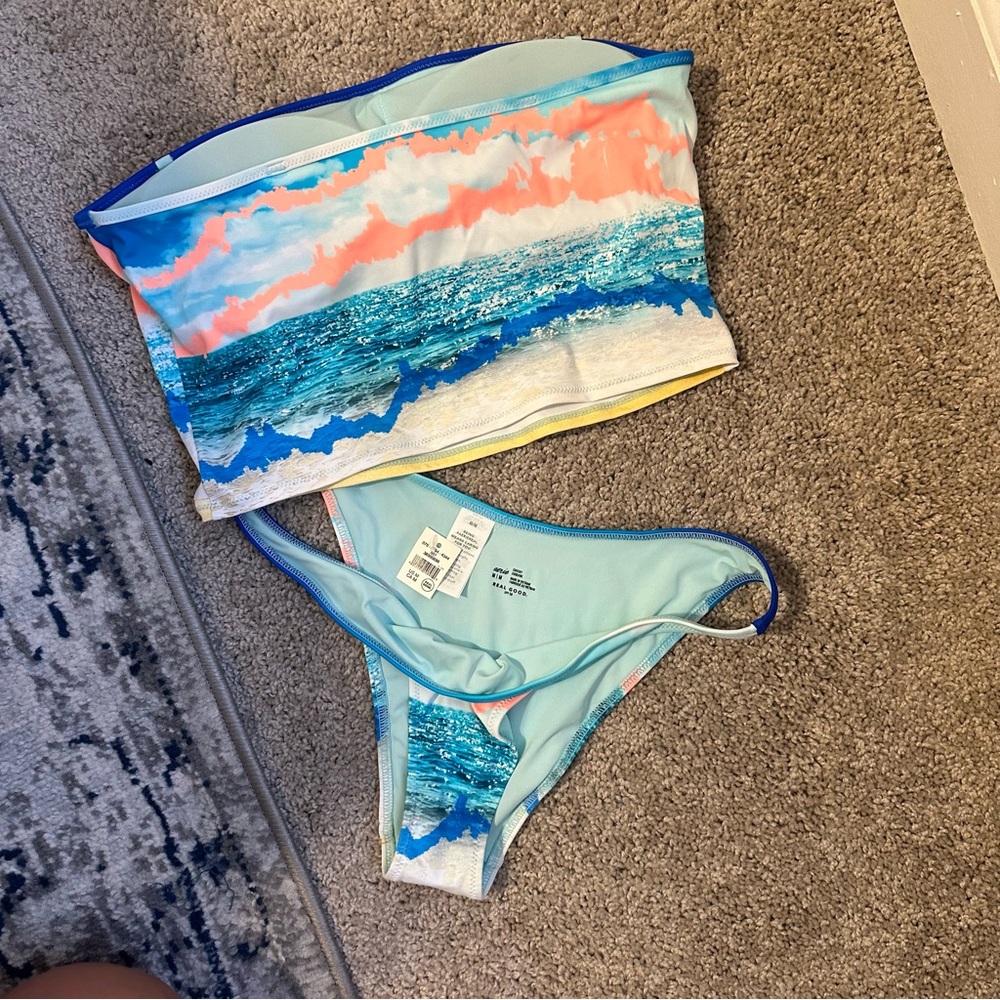 Aerie Bikini Set Size Medium Bandeau Top + Cheeky Bikini Bottom NWT, never worn
